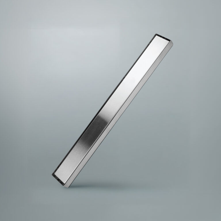 FLOZN stainless steel linear shower drain in a luxury bathroom